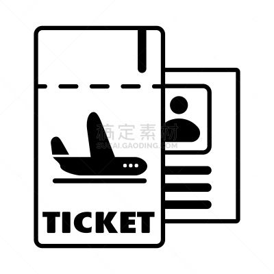 分离着色,票,图标,平坦的,极简构图,一个物体,直的,旅途,商务,抵达