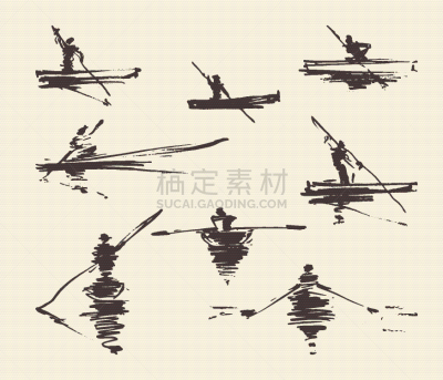 船,男人,举起手,运动,铅笔,尖头平底船,绘制,布置,复古,剪影