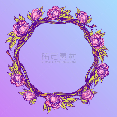 枝,枝繁叶茂,圆形,仅一朵花,边框,华丽的,梦符咒,图像,做,装饰