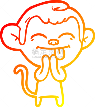 热,猴子,山,铅笔画,卡通,幽默,舌头,可爱的,性格,艺术