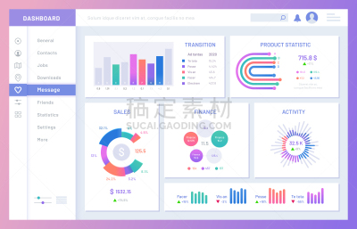 仪表板,模板,矢量,数据,绘画插图,图表,信息图表,水平画幅,书页,图形界面