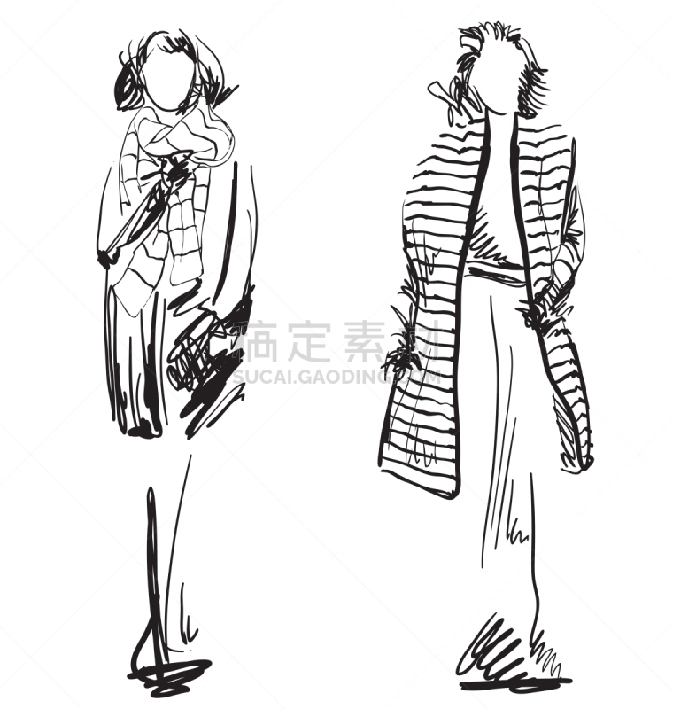 衣服,外套,女人,草图,厚衣服,分离着色,超小号,冬天,斗篷,站