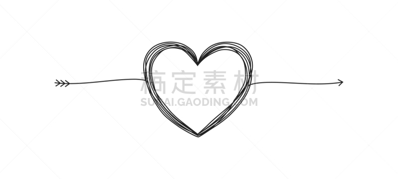 缠结的,矢量,手,心型,形状,绘画插图,潦草,箭头符号,摇滚乐,分割