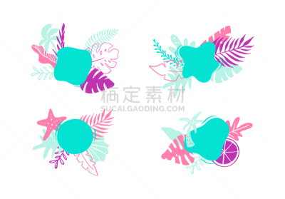 平坦的,暑假,边框,可爱的,华丽的,绳子,清新,野餐,度假,布置