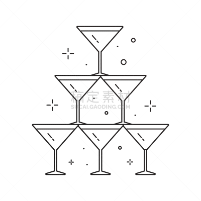 金字塔,计算机图标,玻璃杯,婚礼,直的,饮料,葡萄酒,模板,细的,线图标