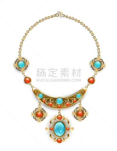 宝石,项链,华丽的,黄铜,镶嵌图案,古董,数码图形,阿拉伯风格,吉祥物,草图