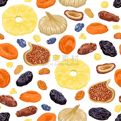 枣椰子,甜食,四方连续纹样,杏,水果,绘画插图,卡通,葡萄干,干果,小吃