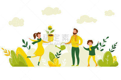 家庭,植物,自然,概念,矢量,环境,绘画插图,人,保护