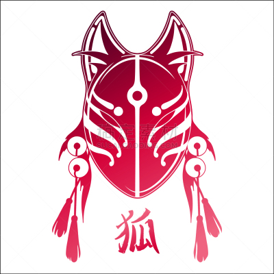 狐狸,防护面罩,插画,飘然,肖像,魔鬼,动物,装饰物