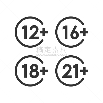 数字12,数字16,绘画插图,禁止的,计算机图标,矢量,分离着色,商务,18岁到19岁