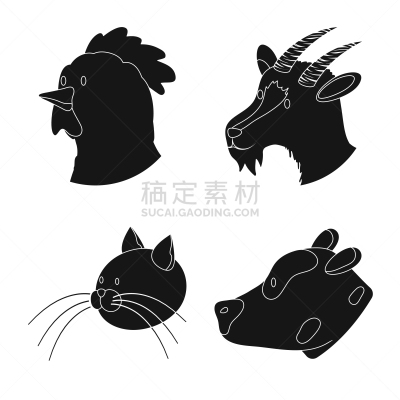 分离着色,有机食品,大农场,图标集,一个物体,可爱的,农业,纯种犬,食品,狗