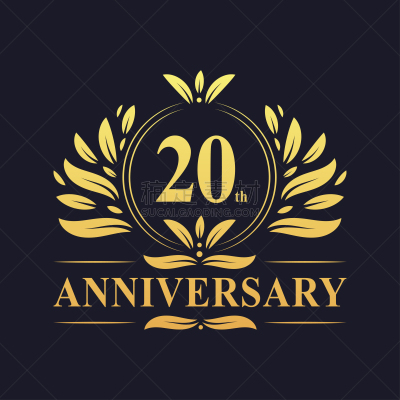 周年纪念,品牌名称,数字20,第二十周年,商务,请柬,事件,华贵,女性特质,复古风格