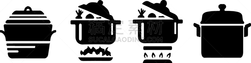 锅,白色背景,计算机图标,热,菜单,食品,炖锅,烹调用具,钢铁,烹调