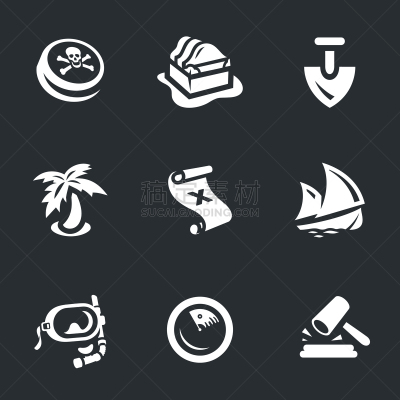 百宝箱,符号,白色,分离着色,旅途,黄金,海洋,布置,航海