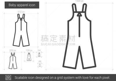衣服,婴儿,线图标,分离着色,轮廓,外衣,热,裤子,工作服,设计