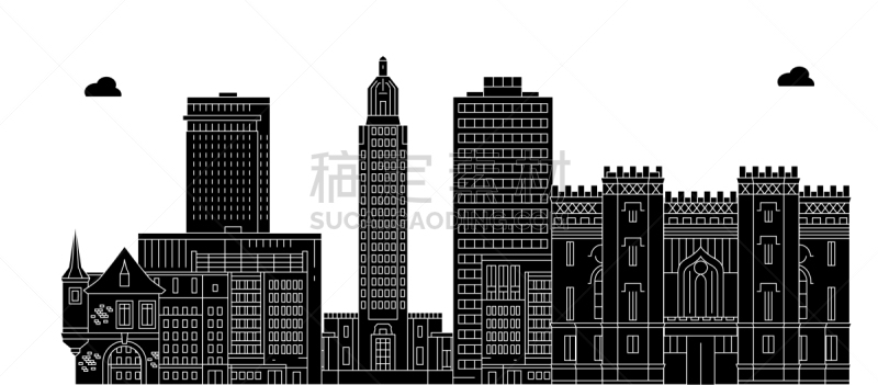 城市天际线,美国,卡比多广场,美国州际公路,腮红,河流,建造物,路易斯安那州,旅行,剪影