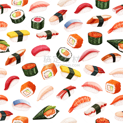 寿司,四方连续纹样,小圆面包,传统,菜单,食品,海老寿司,鱿鱼寿司,模板