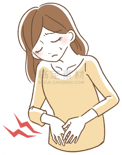 女人,绘画插图,痛苦,胃疼,有月经,消化不良,日本,肠胃炎,情绪压力,食物中毒