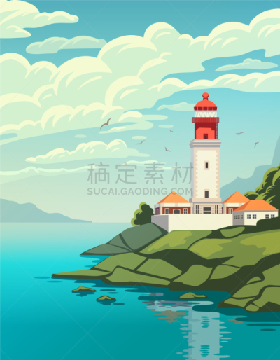 海洋,海岸线,灯塔楼,建造物,自然,概念,房屋,云,图像,自然美