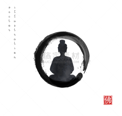 烟灰墨,佛,黑色,白色背景,象形文字,传统,水彩画颜料,药,平衡