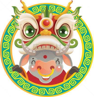 母牛,可爱的,传统,贺卡,春节,中文,新年前夕,十二生肖,动物,节日