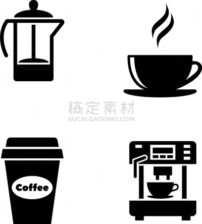 家庭,热饮,计算机图标,热,制造机器,咖啡,杯,茶碟,锅,图像