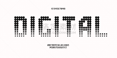 digital typeface black color