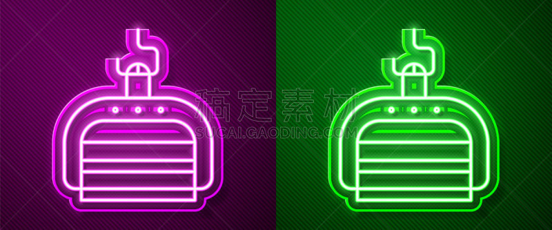 紫色,计算机图标,绘画插图,矢量,霓虹灯,线条,滑雪缆车,分离着色,绿色背景,寒冷
