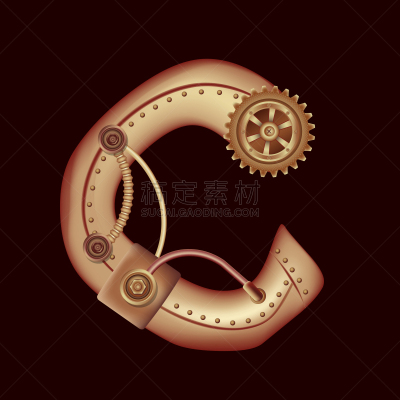 字体,字母,蒸汽朋克,英文字母C,金属,废金属,铜,青铜,黄铜