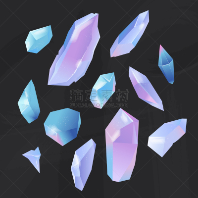 钻石,蛋白石,水晶,矢量,宝石,石材,反差,黑色背景,表格,分离着色