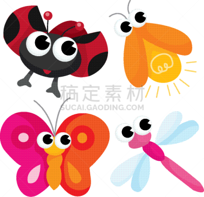 昆虫,可爱的,自然,矢量,萤火虫,蜻蜓,图像,瓢虫,性格