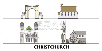 著名景点,绘画插图,城市,城市天际线,新西兰,矢量,公寓,设计,旅行