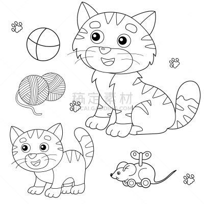 玩具,儿童,卡通,轮廓,宠物,书页,猫,小猫,彩色书,着色
