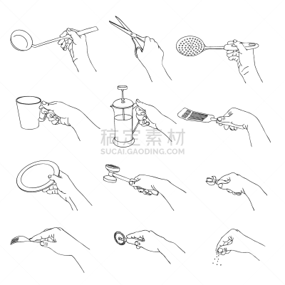 厨房器具,手,分离着色,人,概念,食品,长柄勺,图像,面包店,烹调