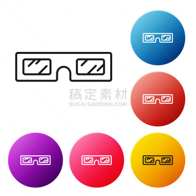 符号,矢量,三维图形,绘画插图,眼镜,分离着色,圆形,图标,线条,按钮