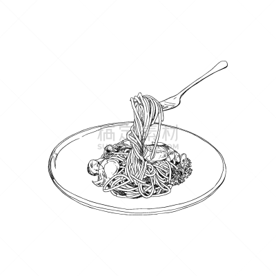 意大利细面条,草图,奶酪,蔬菜,红色,晚餐,香料,绘制,午餐,烹调