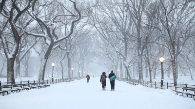 纽约中央公园冬季降雪