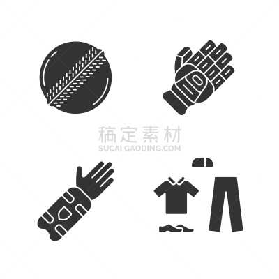 运动,符号,保护工作服,矢量,板球运动员,绘画插图,计算机图标,奖杯,剪影