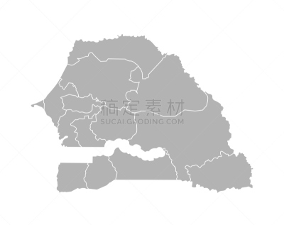 灰色,简单,绘画插图,白色,轮廓,塞内加尔,矢量,国境线,分离着色
