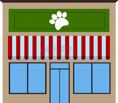 宠物商店,正面视角,分离着色,白色,宠物,建筑外部,外立面,城镇,图像,猫