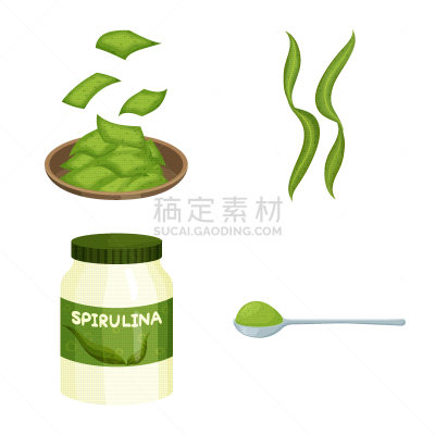 螺旋菌,分离着色,海草,符号,一个物体,蔬菜,素食,食品,营养品,维生素