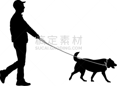 男人,狗,白色背景,分离着色,白色,人,纯种犬,梗犬,剪影,收集