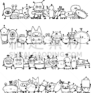 外星人,草图,幽默,可爱的,丑陋,基因突变,图像,小的,动物,收集