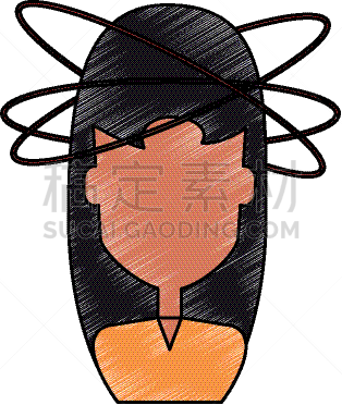 女人,奇异的,卡通,商务,概念,肖像,图像,矢量,违约,绘制