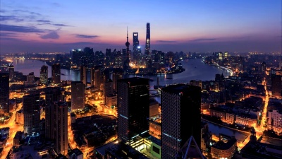 上海天际线与城市景观的昼夜延时摄影