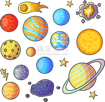 太空,一个物体,陨石,儿童,行星,剪贴画,草图,星系,乱画,探险