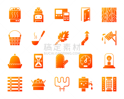 设备用品,符号,山,桑拿浴,连指手套,长柄勺,灯罩,公共浴室,品牌名称,剪影