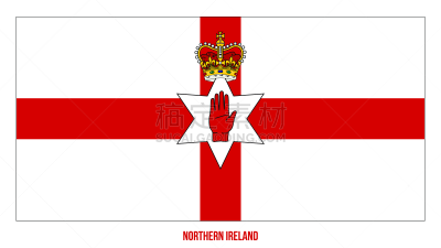 北爱尔兰旗,英国,绘画插图,白色背景,矢量,自由,全球通讯,人种,地球形,乡村风格