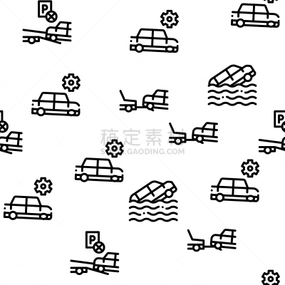 矢量,拖运卡车,四方连续纹样,空的,汽车,电缆绞车,细的,交通方式,设备用品,背景