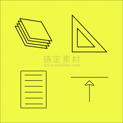 直的,图标集,矢量,多层效果,文档,三角板,图像,标志,石洞壁画